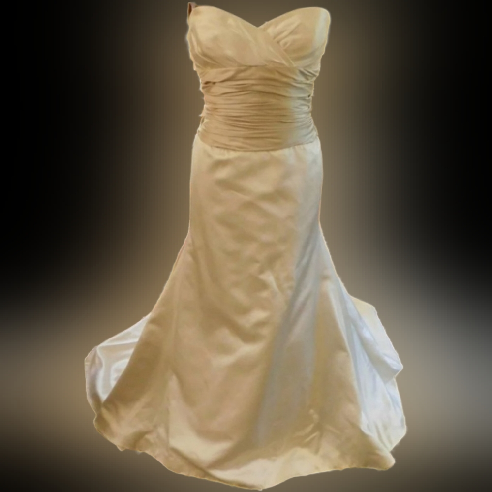 Romona Keveza Ivory Silk Cumberbund Wedding Dress
